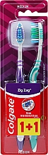 Zahnbürste mittel Zig Zag lila, grün 2 St. - Colgate Zig Zag Plus Medium — Bild N1