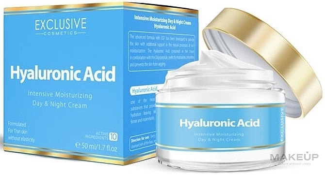 Gesichtscreme mit Hyaluronsäure - Exclusive Cosmetics Hyaluronic Acid Intensive Moisturizing Day & Night Cream  — Bild N1