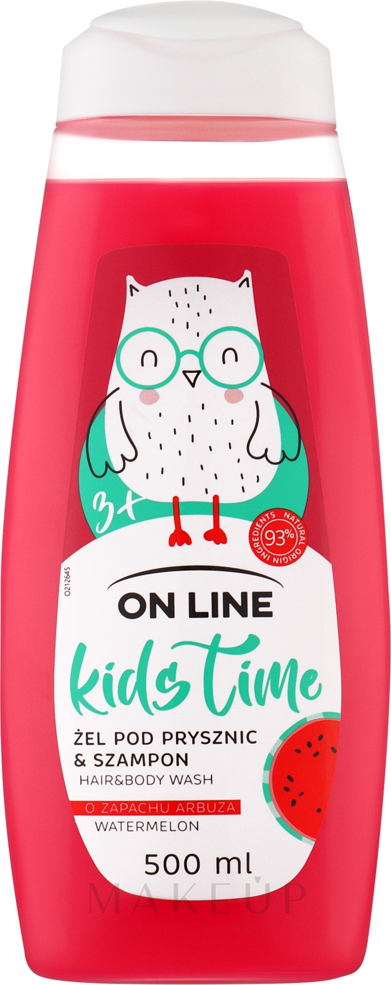 Shampoo und Duschgel mit Wassermelone für Haar und Körper - On Line Kids Hair & Body Wash — Bild 500 ml
