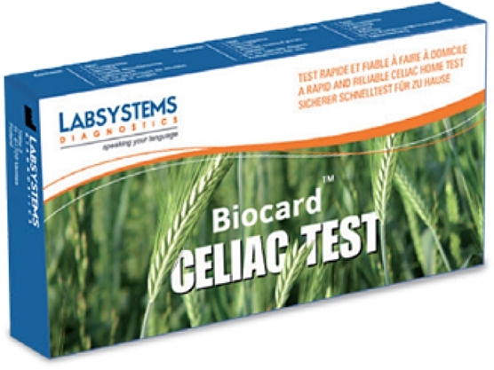 Test auf Glutenunverträglichkeit, Zöliakie - Labsystems Diagnostics Biocard Celiac Test Kit — Bild N1