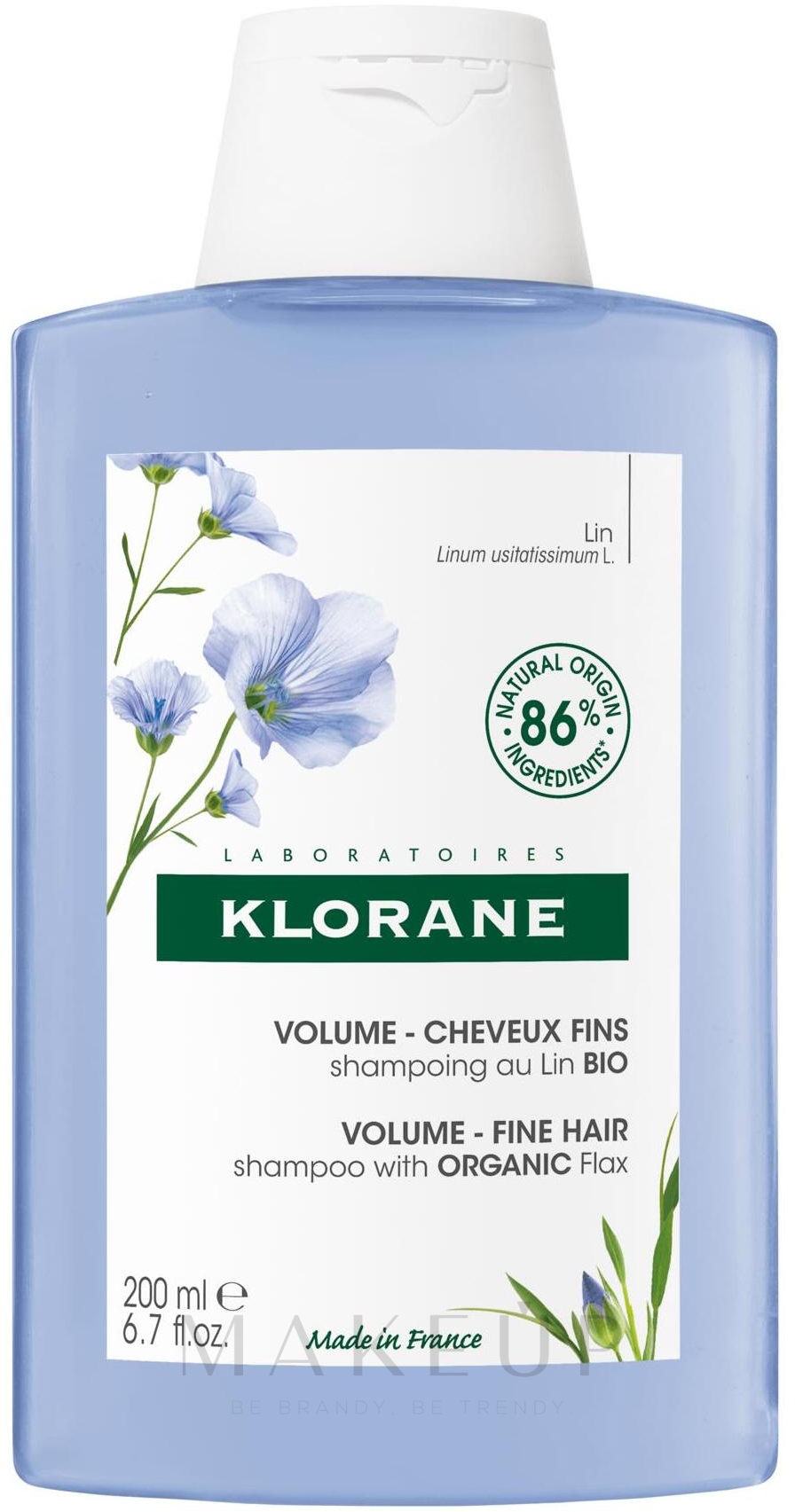 Volumen-Shampoo für dünnes Haar mit Bio-Flachsextrakt - Klorane Volume -Fine Hair with Organic Flax — Bild 200 ml