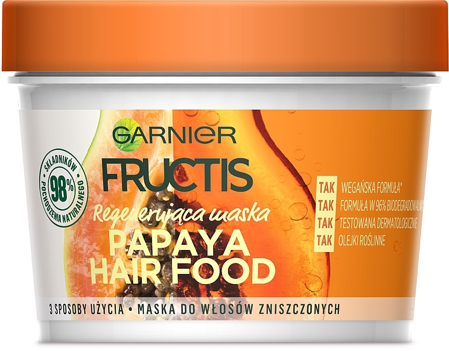 Regenerierende Maske mit Papaya für geschädigtes Haar - Garnier Fructis Hair Food Papaya — Bild N1