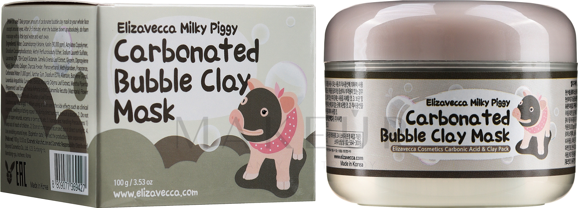 Reinigende Tonerdemaske für das Gesicht - Elizavecca Face Care Milky Piggy Carbonated Bubble Clay Mask — Bild 100 g