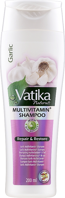 Multivitamin-Shampoo gegen Haarausfall mit Knoblauchextrakt - Dabur Vatika Garlic Multivitamin+ Shampoo Repair & Restore — Bild N1