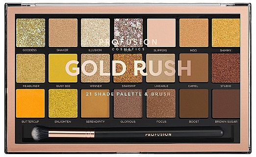 Lidschattenpalette - Profusion Cosmetics Gold Rush 21 Shade Palette & Brush — Bild N1