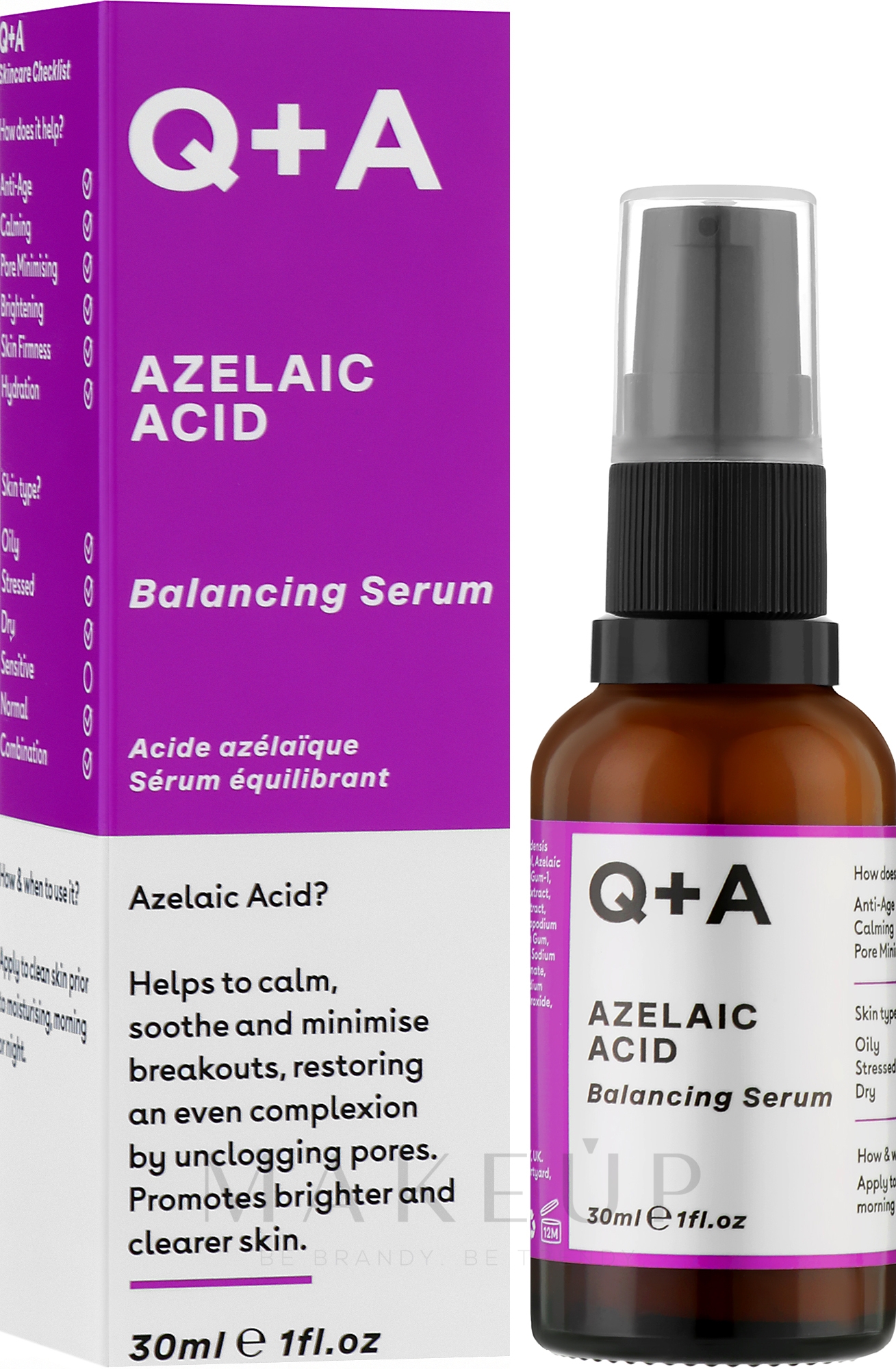 Ausgleichendes und klärendes Gesichtsserum mit Azelainsäure - Q+A Azelaic Acid Balancing Serum — Bild 30 ml