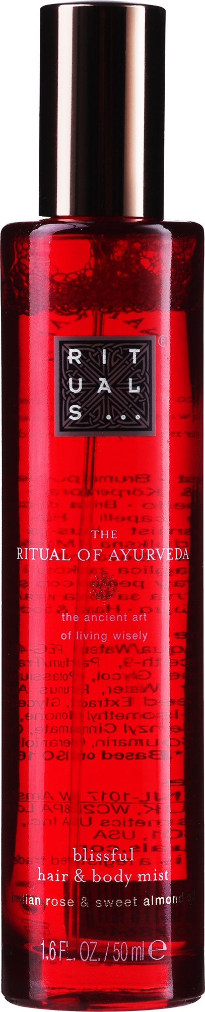 Feuchtigkeitsspendender Haar- und Körpernebel mit indischer Rose und Honig - Rituals The Ritual of Ayurveda Body Mist — Bild 50 ml