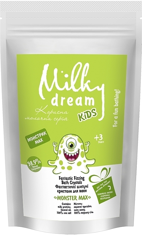 Sprudelndes, duftendes Meersalz zum Baden Monstrik Max - Milky Dream Kids (Doypack)  — Bild N1