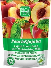 Cremige Flüssigseife mit Glycerin, Pfirsich und Jojoba - Bioton Cosmetics Active Fruits "Peach & Jojoba" Soap (Doypack) — Bild N1