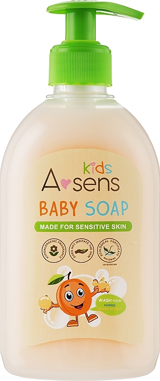 Baby-Flüssigseife mit hypoallergenem Aprikosenduft - A-sens Kids Baby Soap — Bild N2