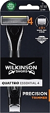 Rasierer mit Trimmer mit 1 Ersatzklinge - Wilkinson Sword Quattro Essential 4 Precision Trimmer  — Bild N1