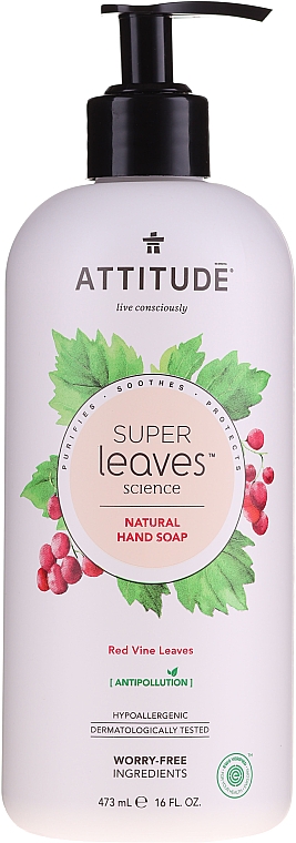 Flüssige Handseife mit roten Weinblättern - Attitude Natural Red Vine Leaves Foaming Hand Soap — Bild N1