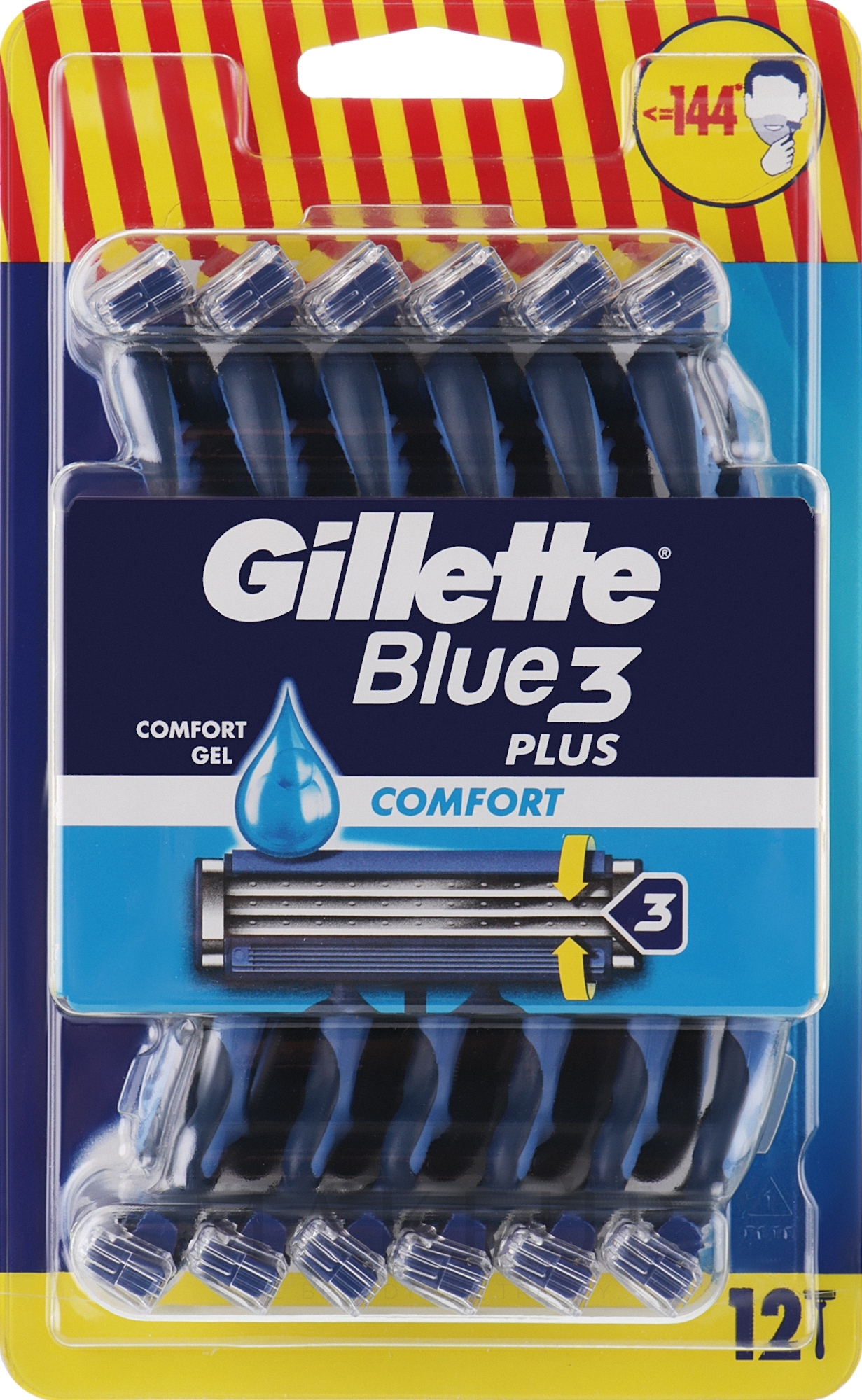 Einwegrasiererset, 12 Stück - Gillette Blue3 Plus Comfort — Bild 12 St.