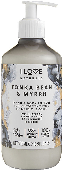 Feuchtigkeitsspendende Hand- und Körperlotion mit Tonkabohne und Myrrhe - I Love Naturals Tonka Bean & Myrrh Hand & Body Lotion — Bild N1