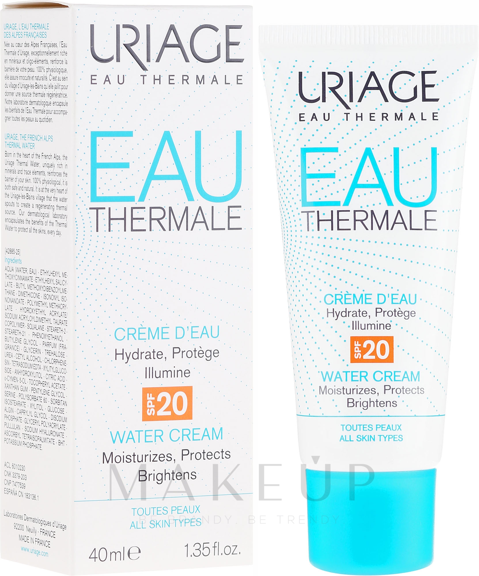 Feuchtigkeitsspendende und schützende Gesichtscreme SPF 20 - Uriage Eau Thermale Light Water Cream SPF 20 — Bild 40 ml