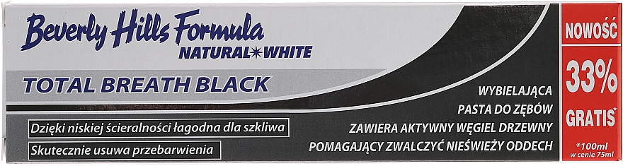 Aufhellende Zahnpasta mit Aktivkohle Total Breath Black - Beverly Hills Formula Natural White Total Breath Black