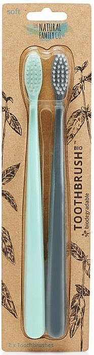 Zahnbürste mit biologisch abbaubarem Griff 2 St. - The Natural Family Co Bio Brush Rivermint & Monsoon Mist — Bild N1