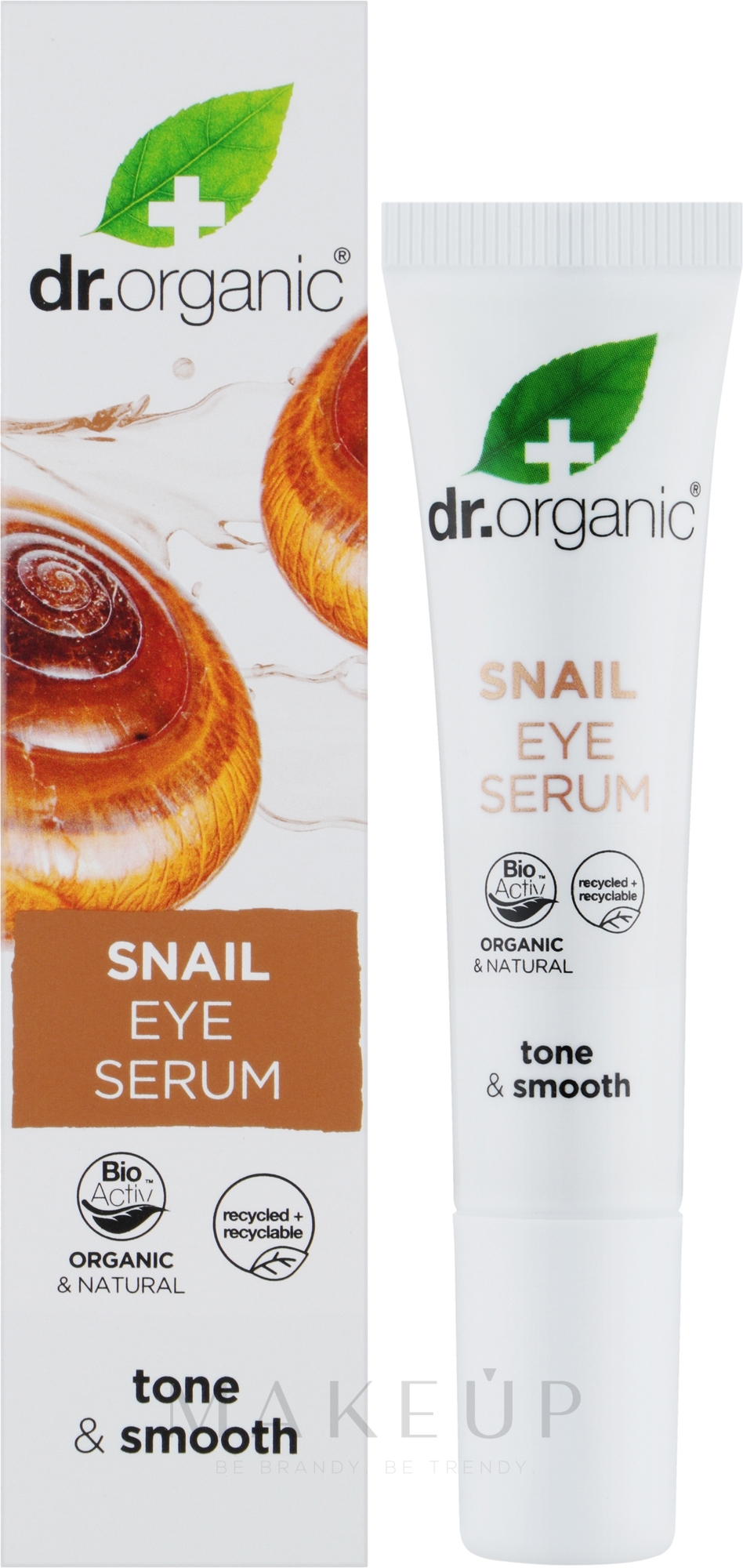 Glättendes, schützendes und feuchtigkeitsspendendes Anti-Aging Serum für die Augenpartie mit Schneckenschleim - Dr. Organic Bioactive Skincare Anti-Aging Snail Gel Eye Serum — Bild 15 ml