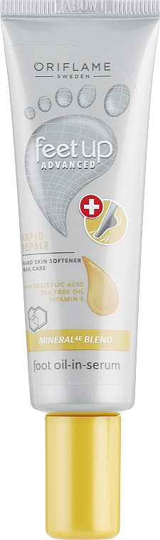 Regenerierendes und weichmachendes Fußserum für rissige Haut mit Salicylsäure, Teebaumöl und Vitamin E - Oriflame Feet Up Advanced Foot Oil-in-serum — Bild N1