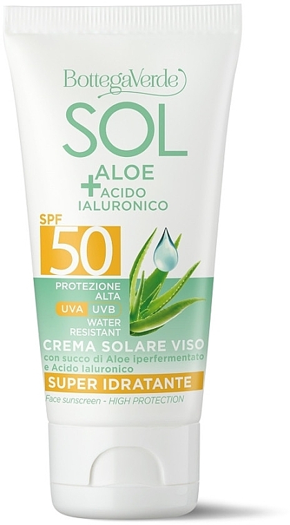 Sonnencreme für das Gesicht - Bottega Verde Sol Aloe + Hyaluronic Acid Face Sunscreen SPF50 — Bild N1