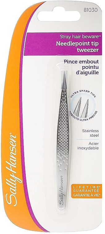 Sally Hansen Stray Hair Beware Needle Point Tip Stainless Steel Tweezers  - Augenbrauenpinzette 81030 — Bild N1