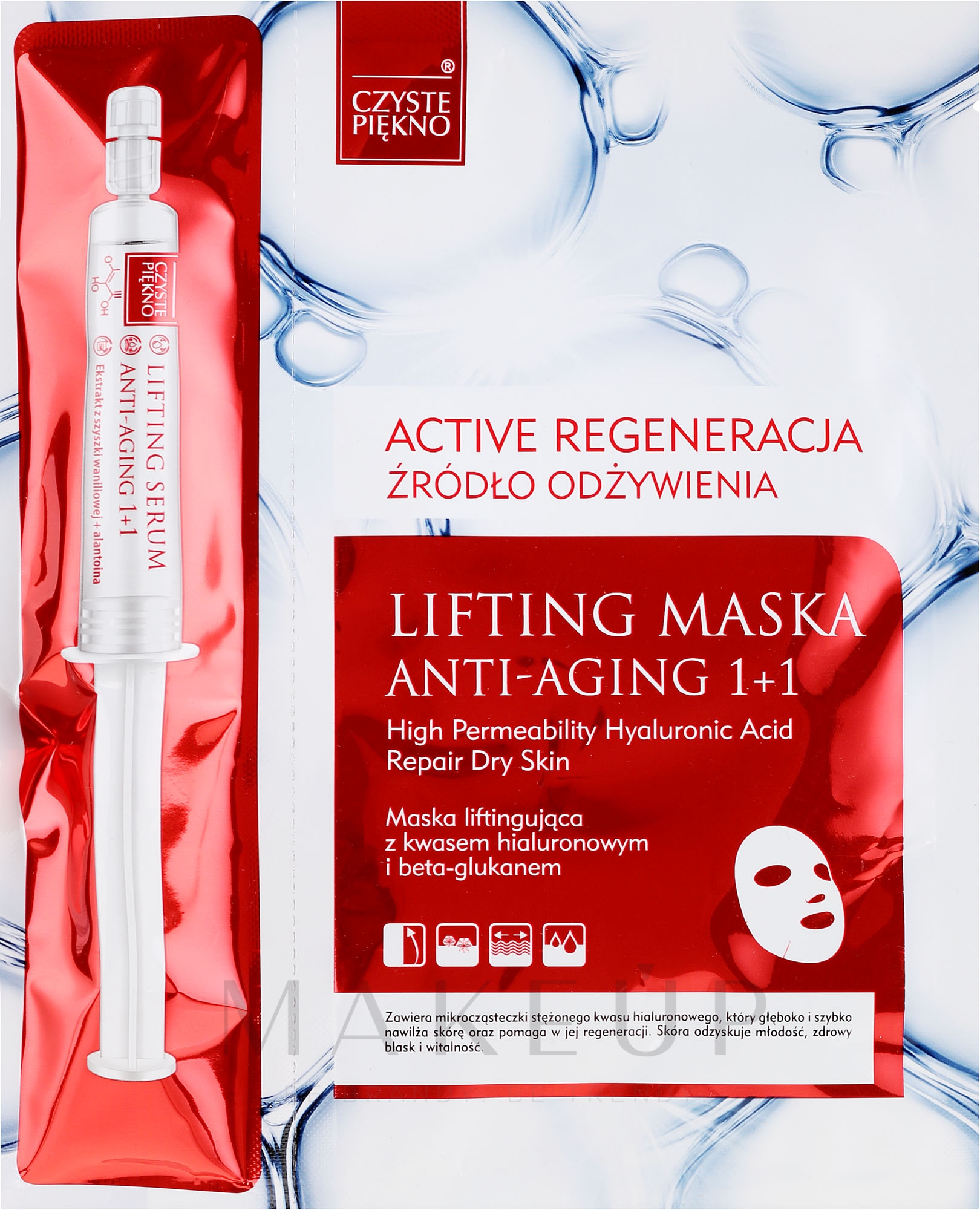 Anti-Aging Tuchmaske mit Lifting-Effekt + Serum - Czyste Piekno Active Regeneration + Serum — Bild 35 ml