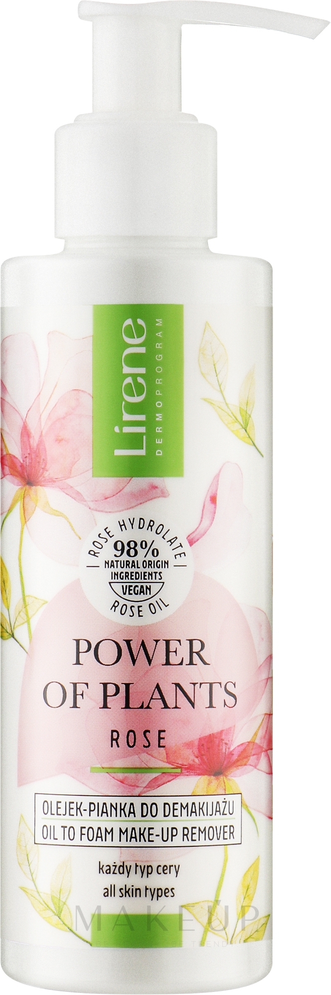 Öl-Schaum zum Abschminken - Lirene Power Of Plants Rose Makeup Removal — Bild 145 ml