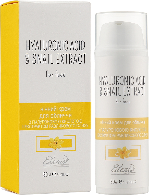 Gesichtscreme mit Hyaluronsäure und Schneckenschleimextrakt für die Nacht - Elenis Primula Hyaluronic Acid&Snail — Bild N2