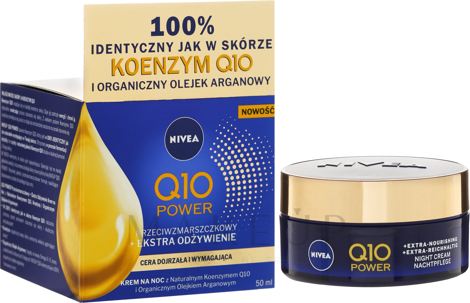 Anti-Aging Nachtcreme für reife und anspruchsvolle Haut - Nivea Visage Q10 Power Extra Night Cream — Bild 50 ml