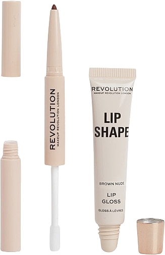 Lippen-Make-up Set - Makeup Revolution Lip Shape Brown Nude  — Bild N1