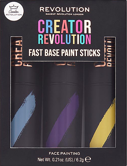 Make-up Set - Makeup Revolution Creator Fast Base Paint Stick Set Light Blue, Purple & Yellow — Bild N1