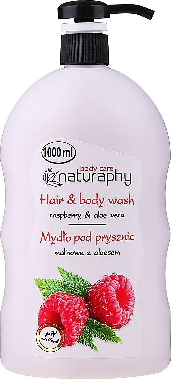 2in1 Shampoo und Duschgel mit Himbeere und Aloe Vera - Naturaphy Raspberry & Aloe Vera Hair & Body Wash — Bild N1