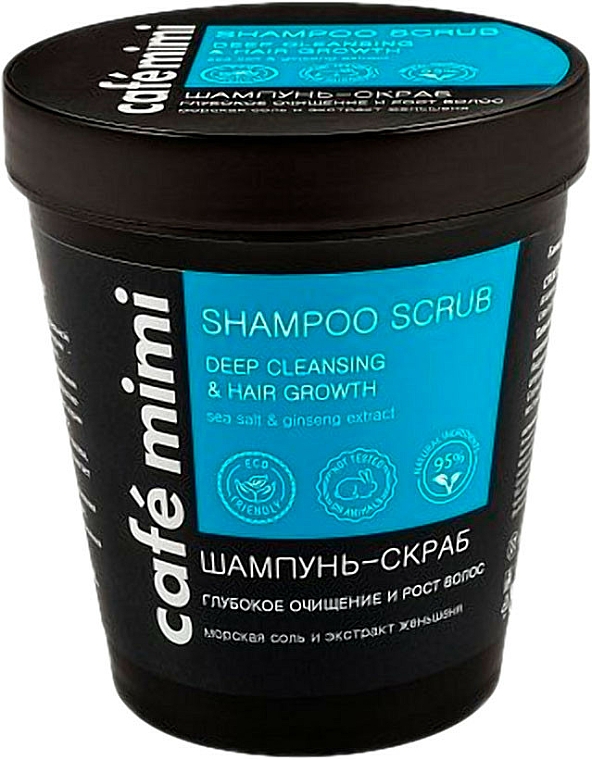 Tiefenreinigendes Shampoo-Peeling zum Haarwachstum mit Meersalz und Ginseng - Cafe Mimi Scrub Shampoo