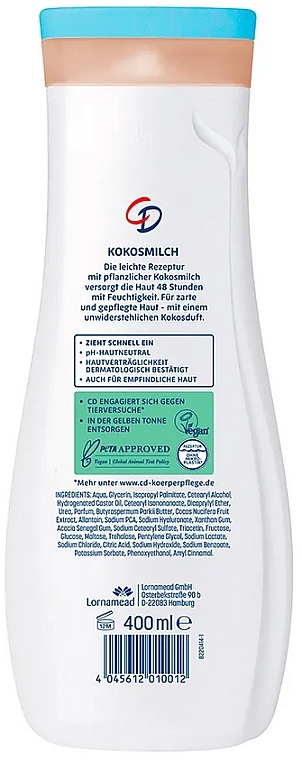 Körpermilch mit Kokos - CD Body Milk Coconut  — Bild N2