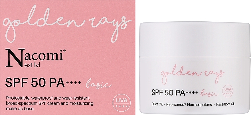 Feuchtigkeitsspendende und wasserfeste Sonnenschutzcreme für das Gesicht SPF 50 - Nacomi Next Level Basic SPF 50 PA++++ — Bild N3