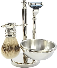 Düfte, Parfümerie und Kosmetik Rasierset 4 St. - Golddachs Silvertip Badger, Mach3, Soap Bowl Chrom