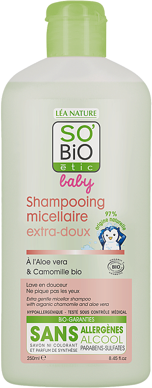 Mizellenshampoo für Kinder mit Aloe Vera und Kamille - So'Bio Etic Baby Micellar Shampoo — Bild N1