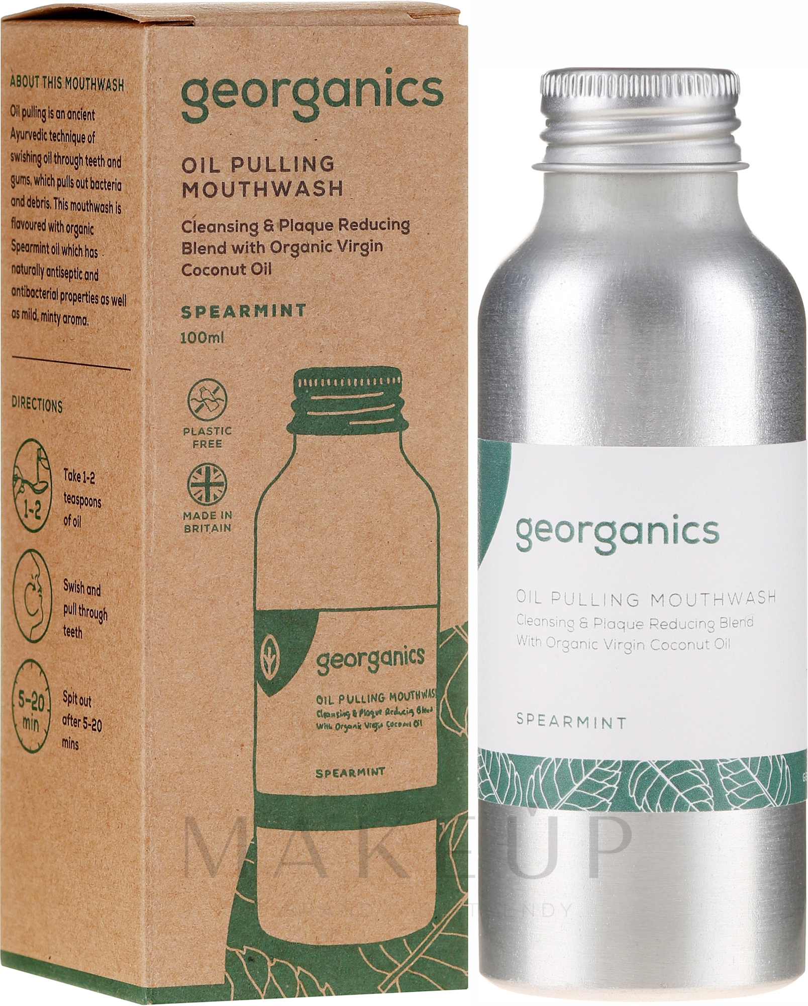 Mundziehöl mit Kokosöl und ätherischem Speerminzöl - Georganics Spearmint Mouthwash — Bild 100 ml