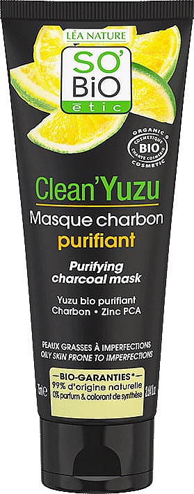 Reinigende Gesichtsmaske mit Aktivkohle - So'Bio Etic Clean'Yuzu Purifying Charcoal Mask — Bild N1