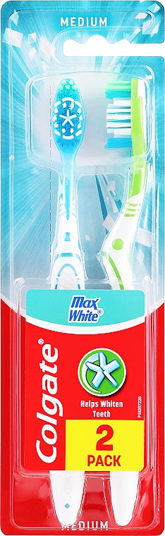 Zahnbürste Max White blau und hellgrün 2 St. - Colgate Max White Medium Polishing Star — Bild N1