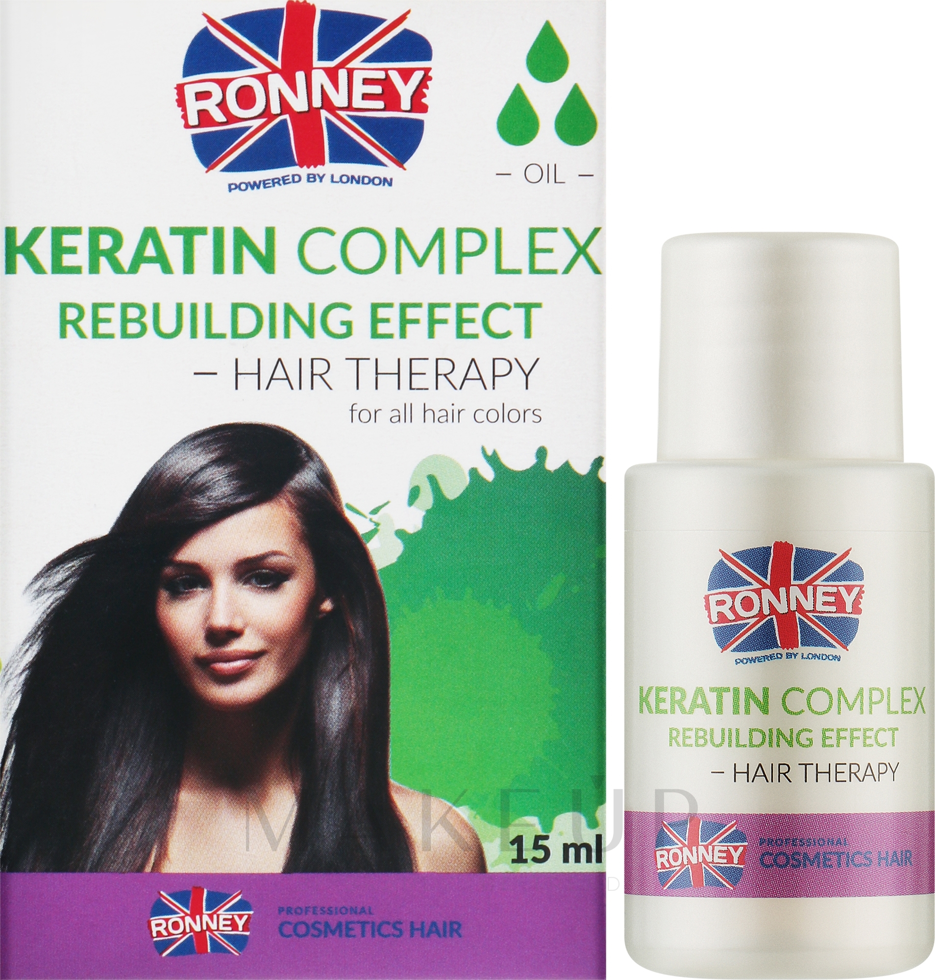 Regenerierendes Keratin Öl für Haar - Ronney Keratin Complex Rebuilding Effect Hair Therapy — Bild 15 ml