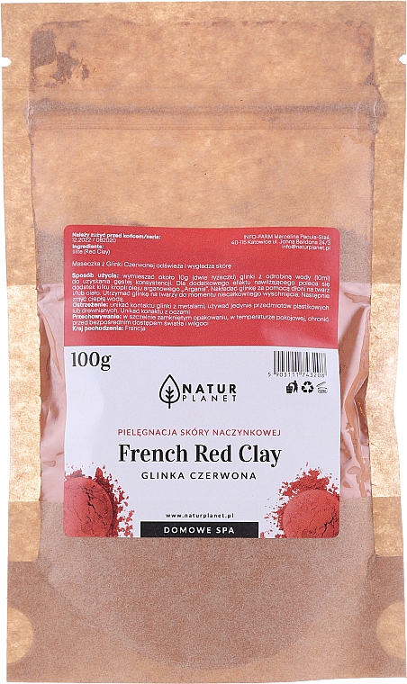 Anti-Rosacea Gesichtsmaske mit rotem Ton - Natur Planet French Red Clay
