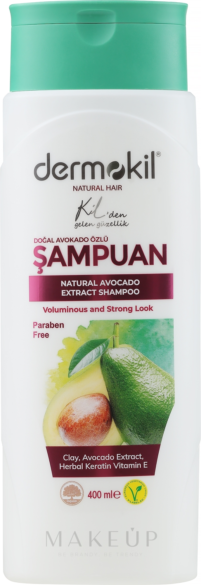 Natürliches Shampoo mit Avocado-Extrakt - Dermokil Vegan Avokado Shampoo — Bild 400 ml