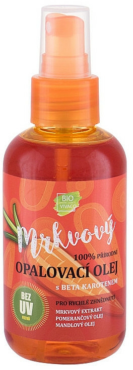 Bräunungsöl für Körper und Gesicht mit Karottenextrakt, Orangen- und Mandelöl - Vivaco Bio Carrot Suntan Oil — Bild N1