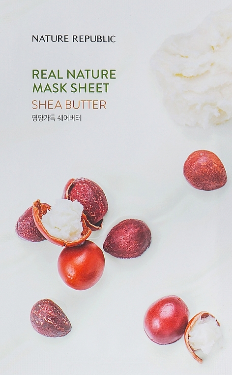 Tuchmaske für das Gesicht mit Sheabutter-Extrakt - Nature Republic Real Nature Mask Sheet Shea Butter — Bild N1