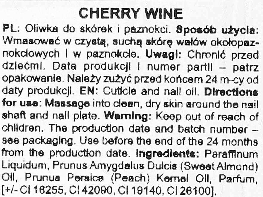 Nagel- und Nagelhautöl mit Wein- und Kirschduft - Silcare Olive Shells Cherry Wine — Bild N2