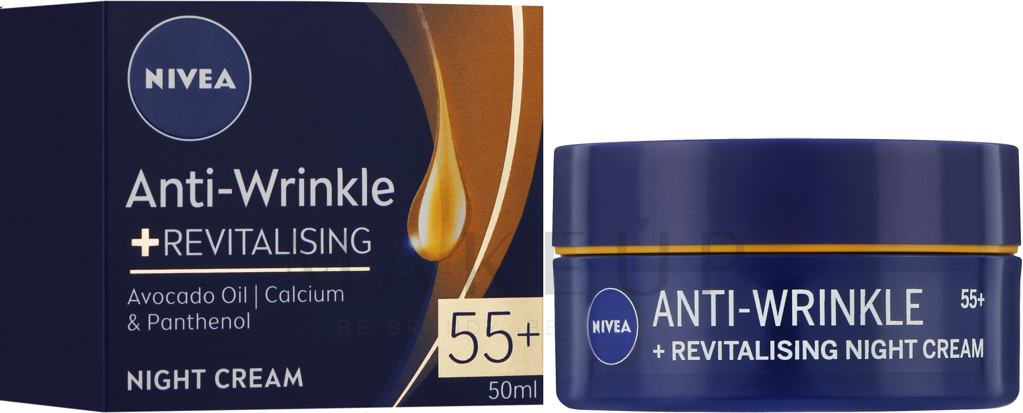 Revitalisierende Anti-Falten Nachtcreme mit Avocadoöl, Panthenol und Kalzium 55+ - NIVEA Anti-Wrinkle Revitalizing Night Cream 55+ — Bild 50 ml
