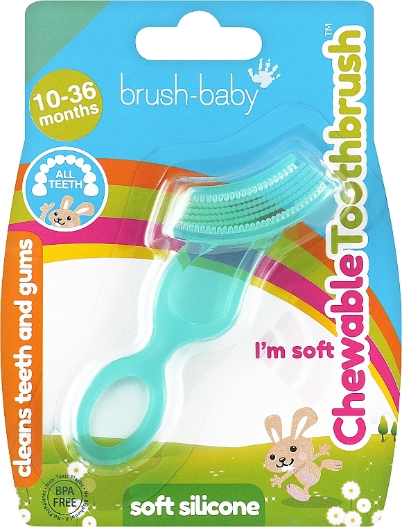 Zahnbürste aus Silikon 10-36 Monate Türkis - Brush-Baby Chewable Toothbrush — Bild N1