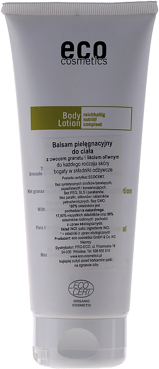 Pflegende Körperlotion mit Granatapfel und Olivenblatt - Eco Cosmetics — Bild N2