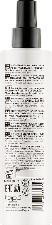 Feuchtigkeitsspendendes Balsamspray für das Haar - Faipa Roma Three Hair Care Idratante Spray — Bild N2